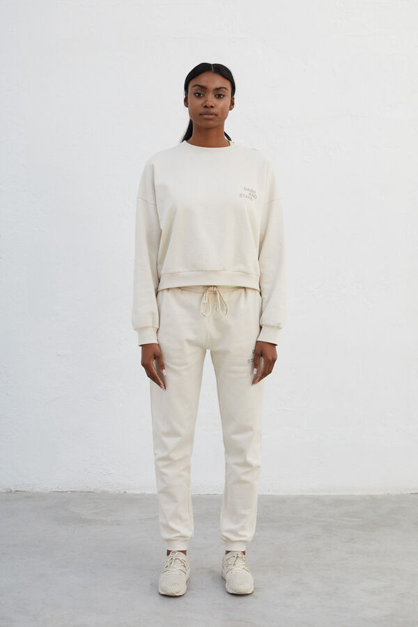 Dash and Stars Sweatshirt 100% algodão branco beige