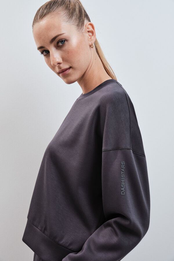 Dash and Stars Grey modal college sweatshirt grey