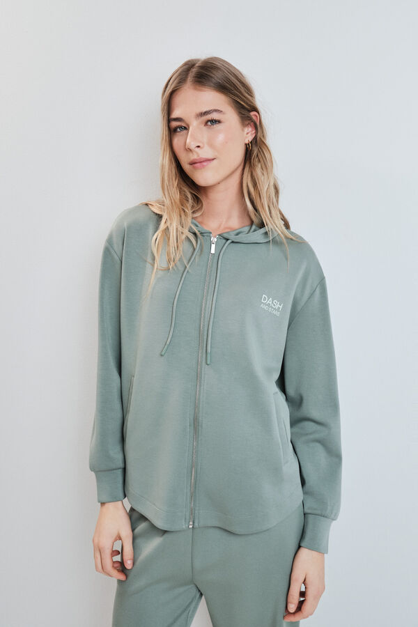 Dash and Stars Veste &agrave; capuche en viscose douce verte vert