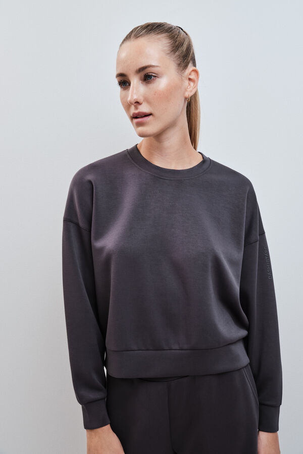Dash and Stars Grey modal college sweatshirt grey
