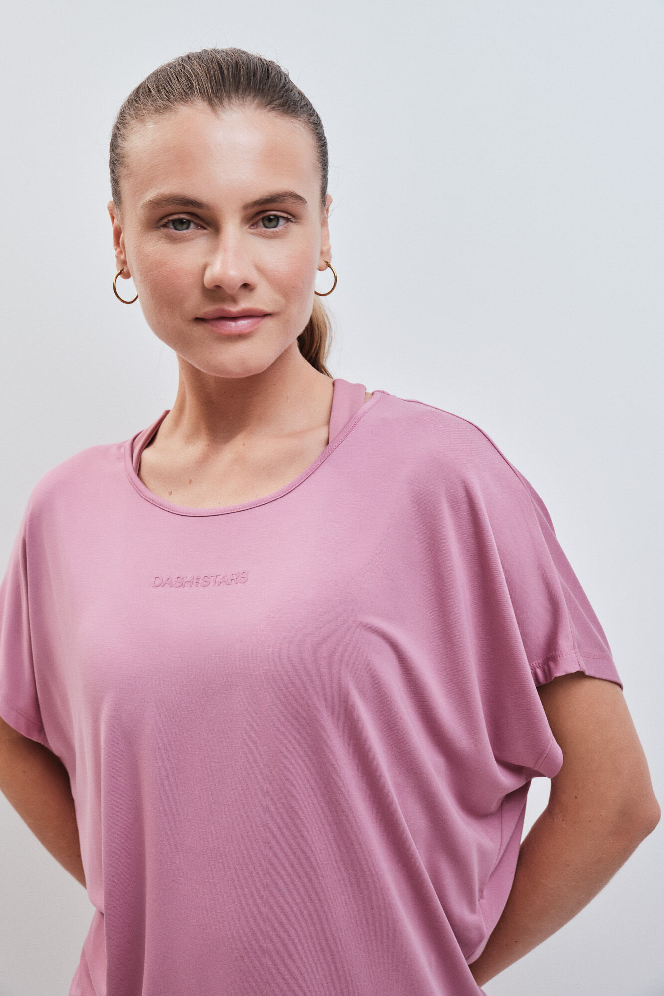 Dash and Stars Pink modal short sleeve T-shirt