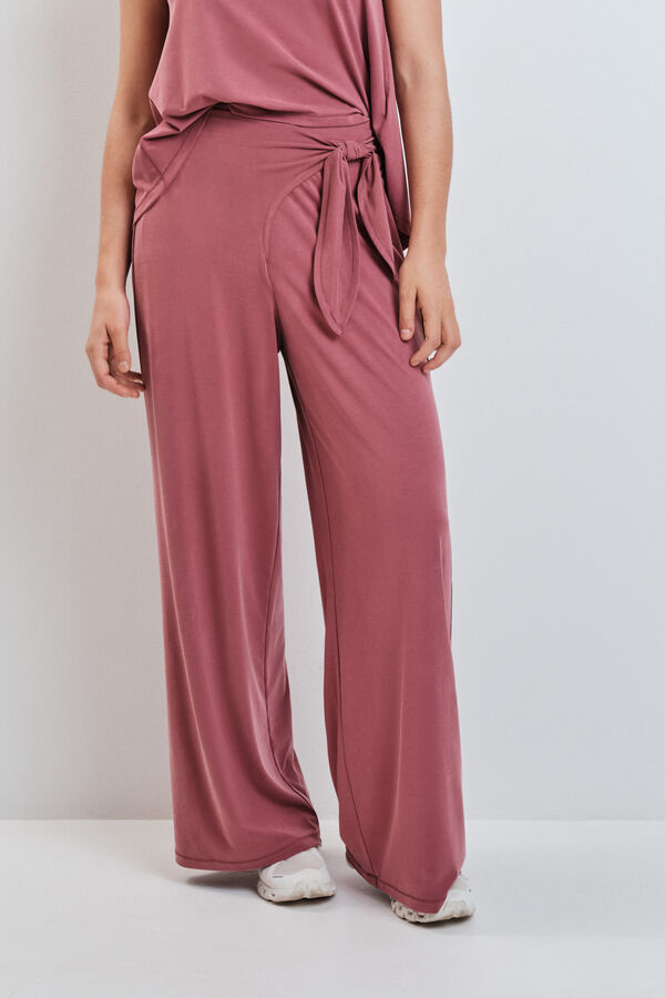 Dash and Stars Maroon soft touch palazzo long trousers printed