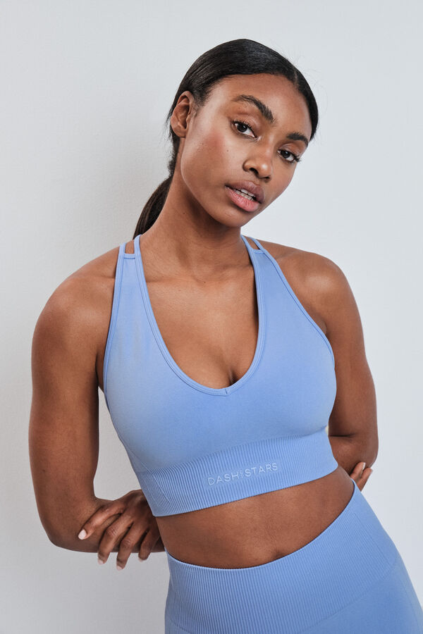Dash and Stars Blue sports bra SEAMLESS COMFORT blue