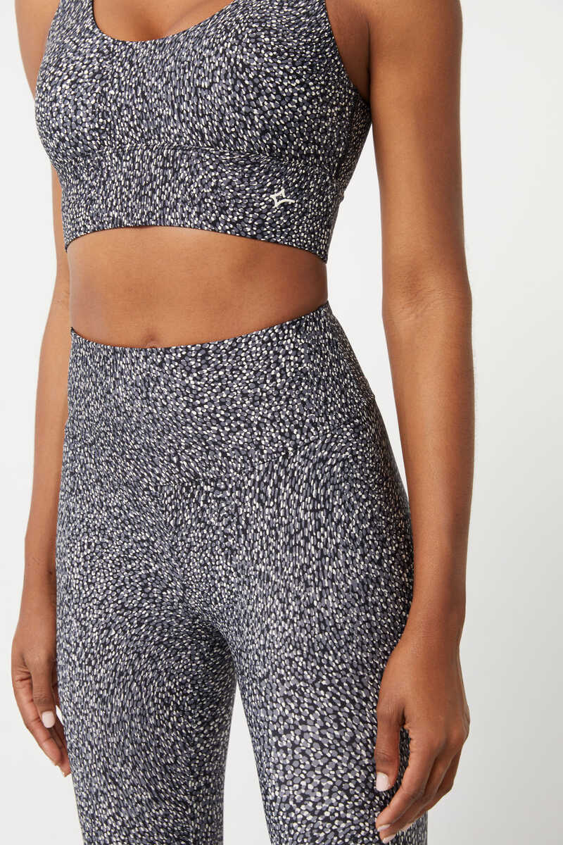 Dash and Stars Grey printed 4D Stretch cropped leggings grey