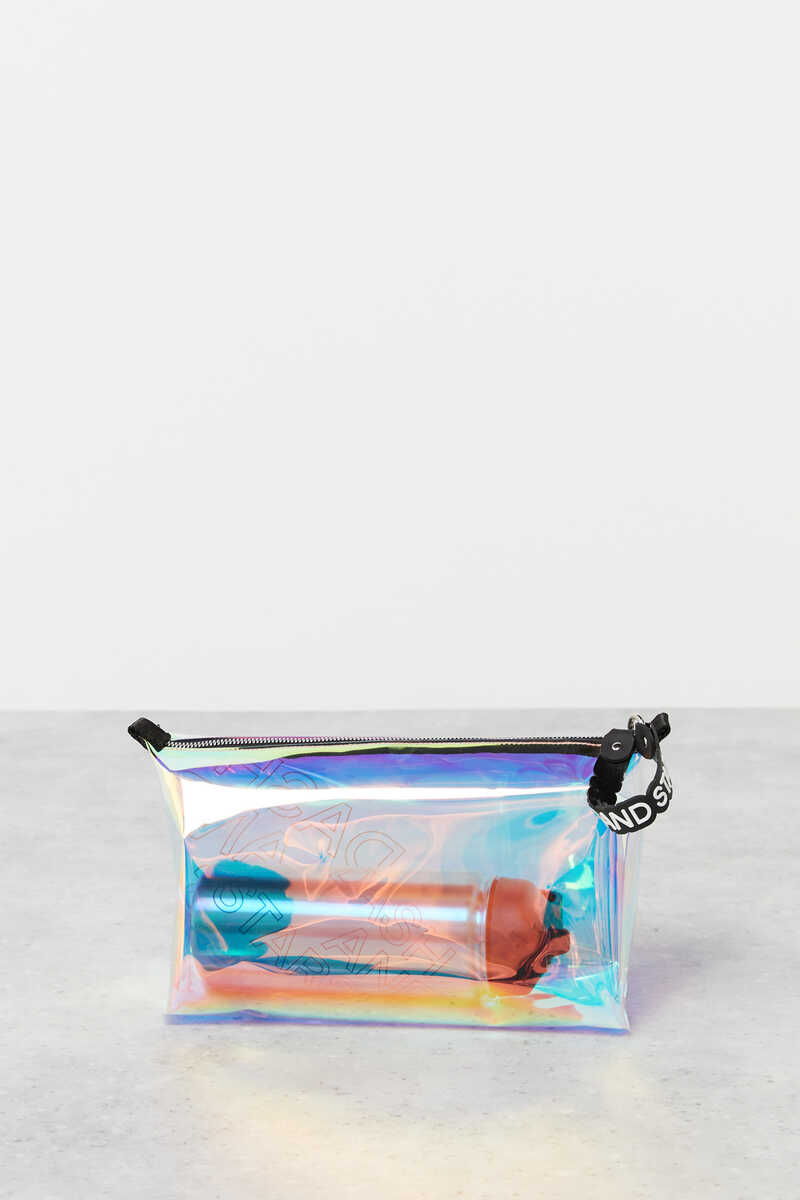 Dash and Stars Iridescent toiletry bag with bracelet blue