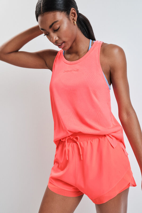 Dash and Stars Short ultra l&eacute;ger en maille rouge rose