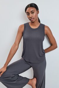 Dash and Stars Grey ribbed sleeveless vest top