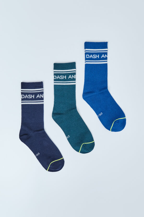 Dash and Stars Lot de 3 chaussettes longues en coton &agrave; logo blanc
