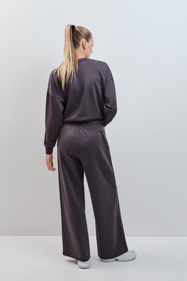 Dash and Stars Grey modal wide leg trousers grey