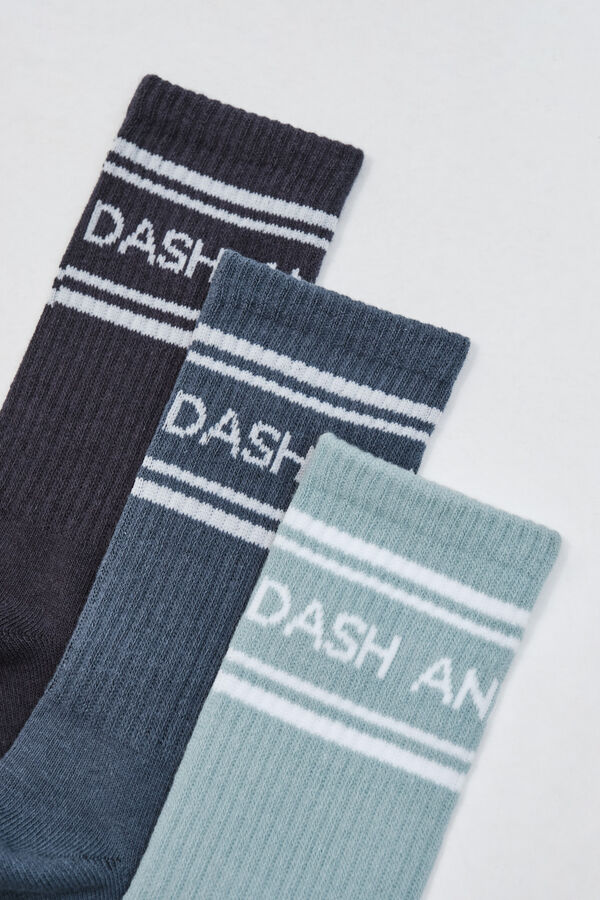Dash and Stars Lot de 3 chaussettes longues en coton &agrave; logo vert