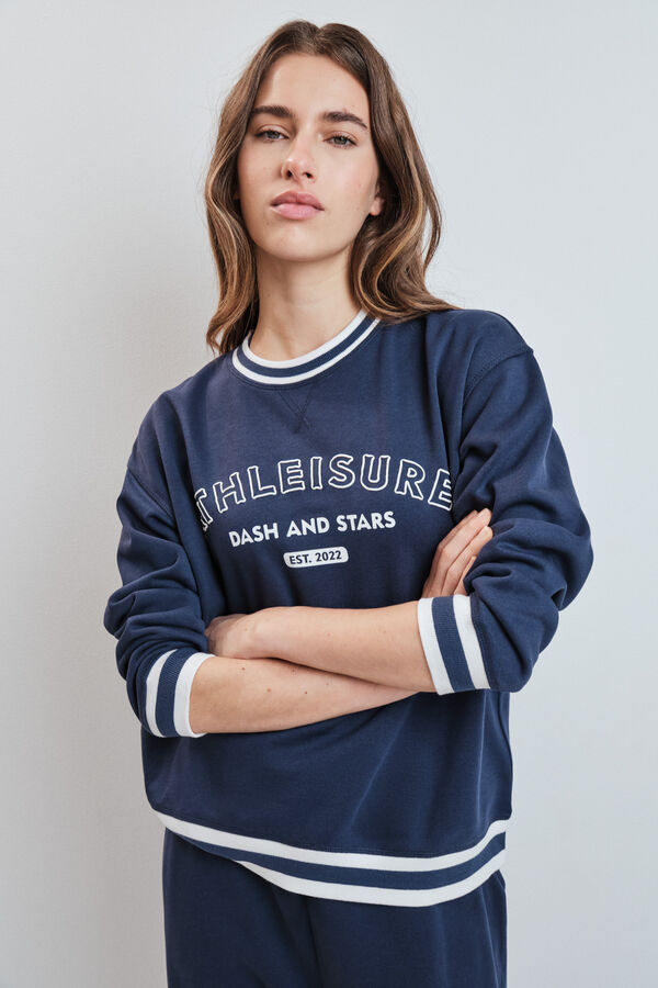 Dash and Stars Blue fleece college sweatshirt blue