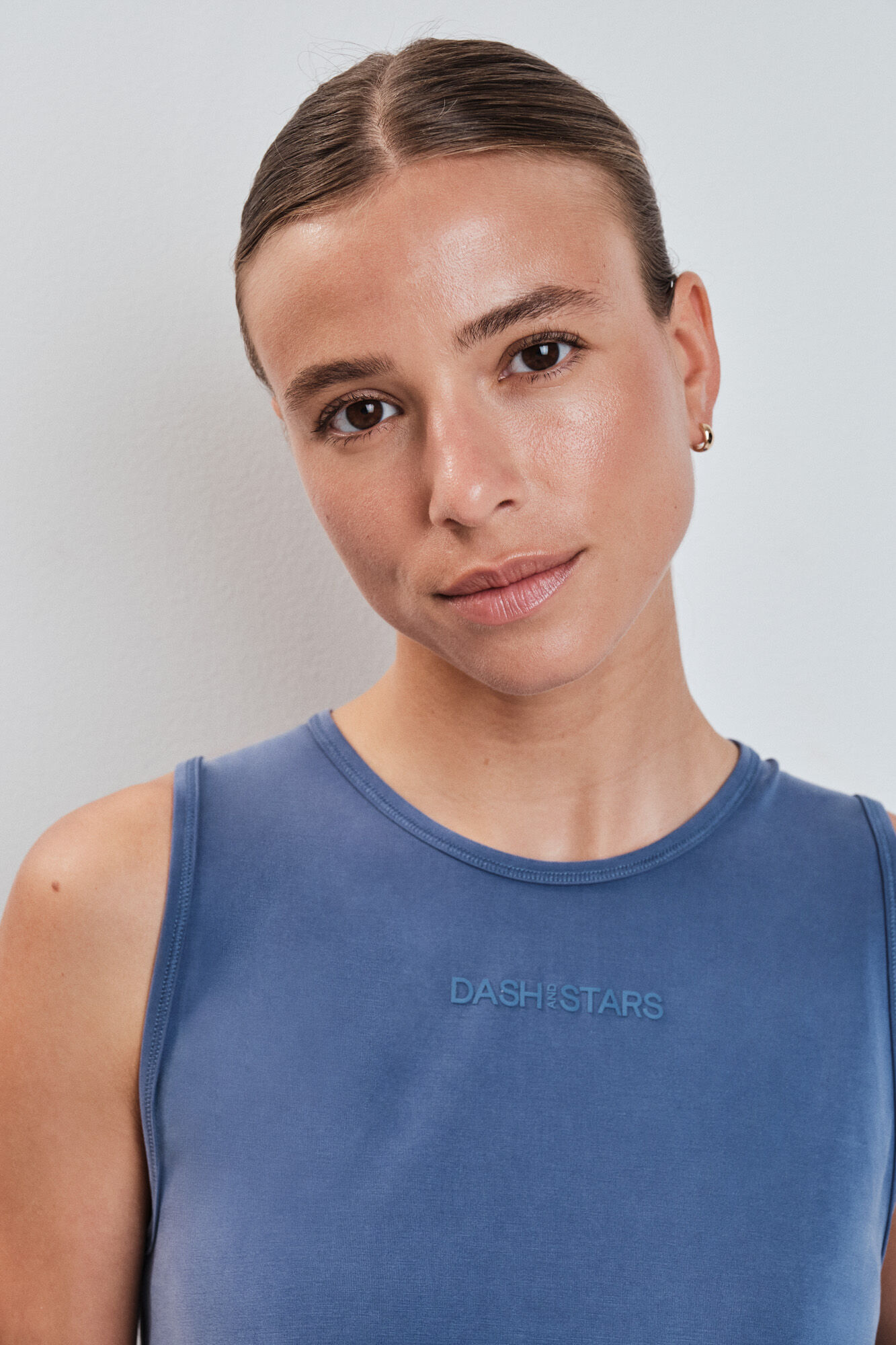 Dash and Stars Blue soft touch sleeveless T-shirt