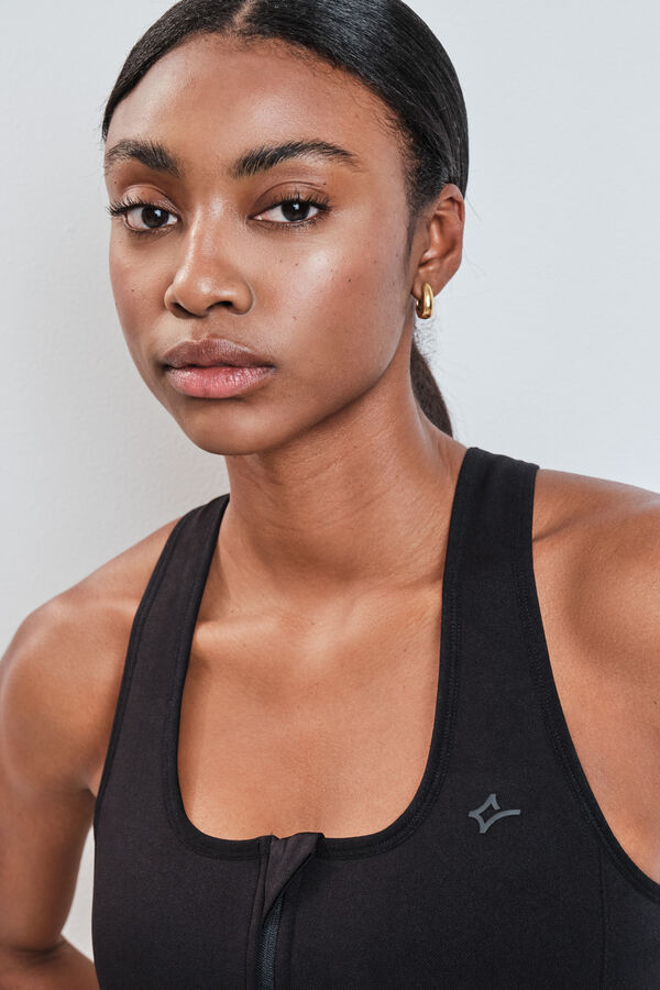 Dash and Stars Sujetador deportivo negro cremallera central SEAMLESS FIT negro