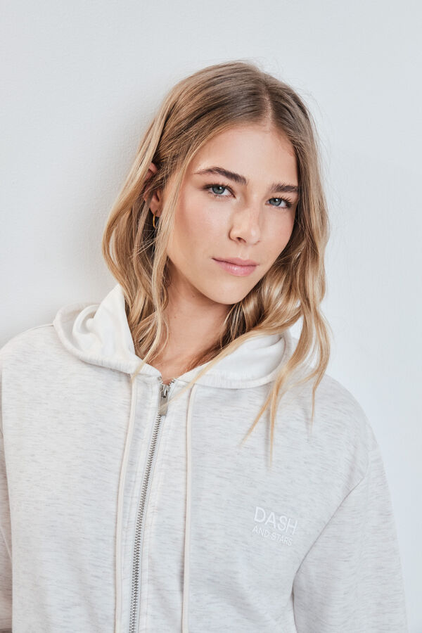 Dash and Stars Veste &agrave; capuche en viscose douce grise gris