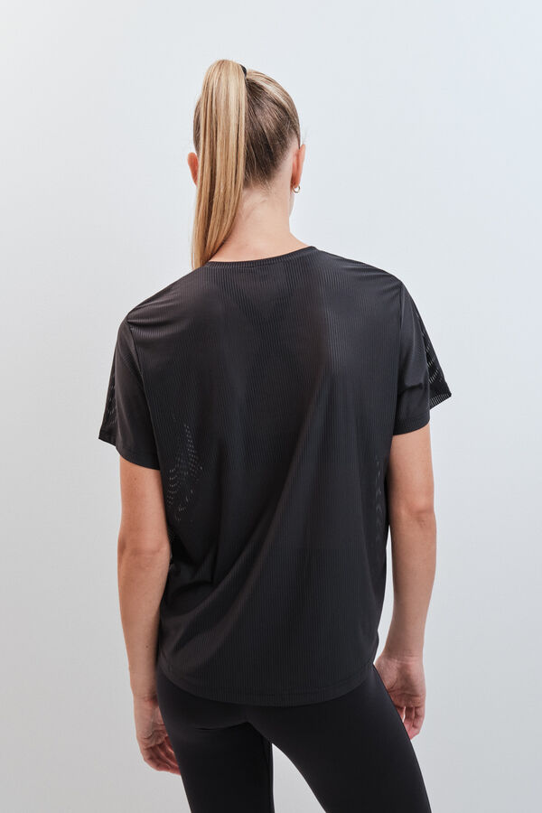 Dash and Stars T-shirt manches courtes semi-transparent noir noir