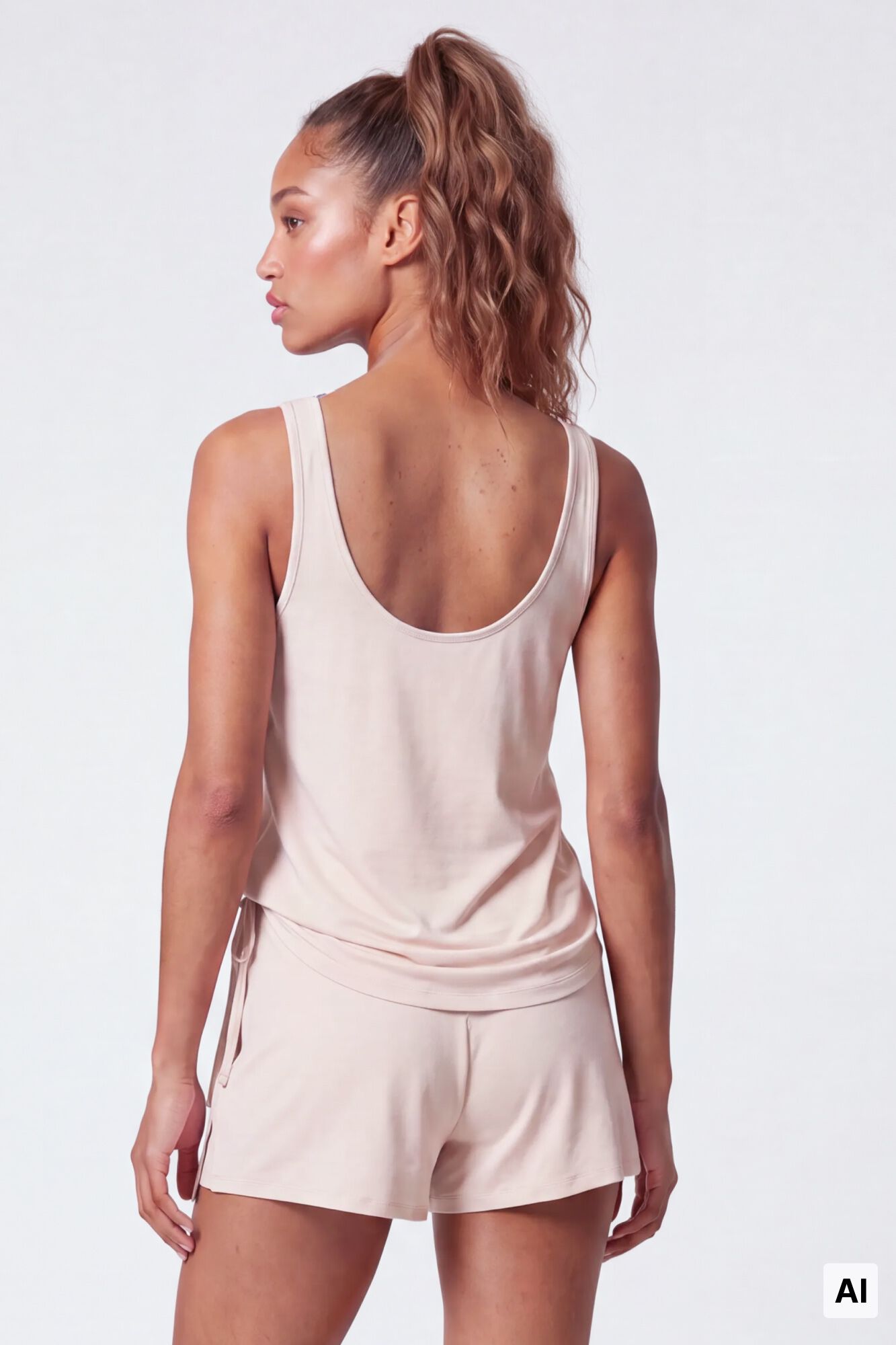 Dash and Stars Beige sleeveless T-shirt
