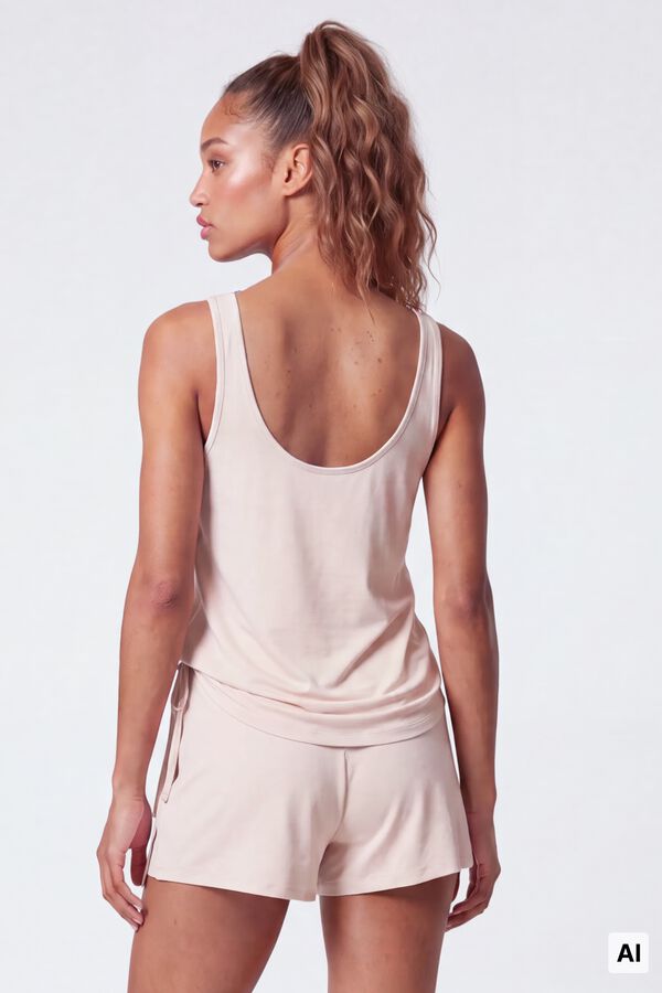 Dash and Stars Beige sleeveless T-shirt beige
