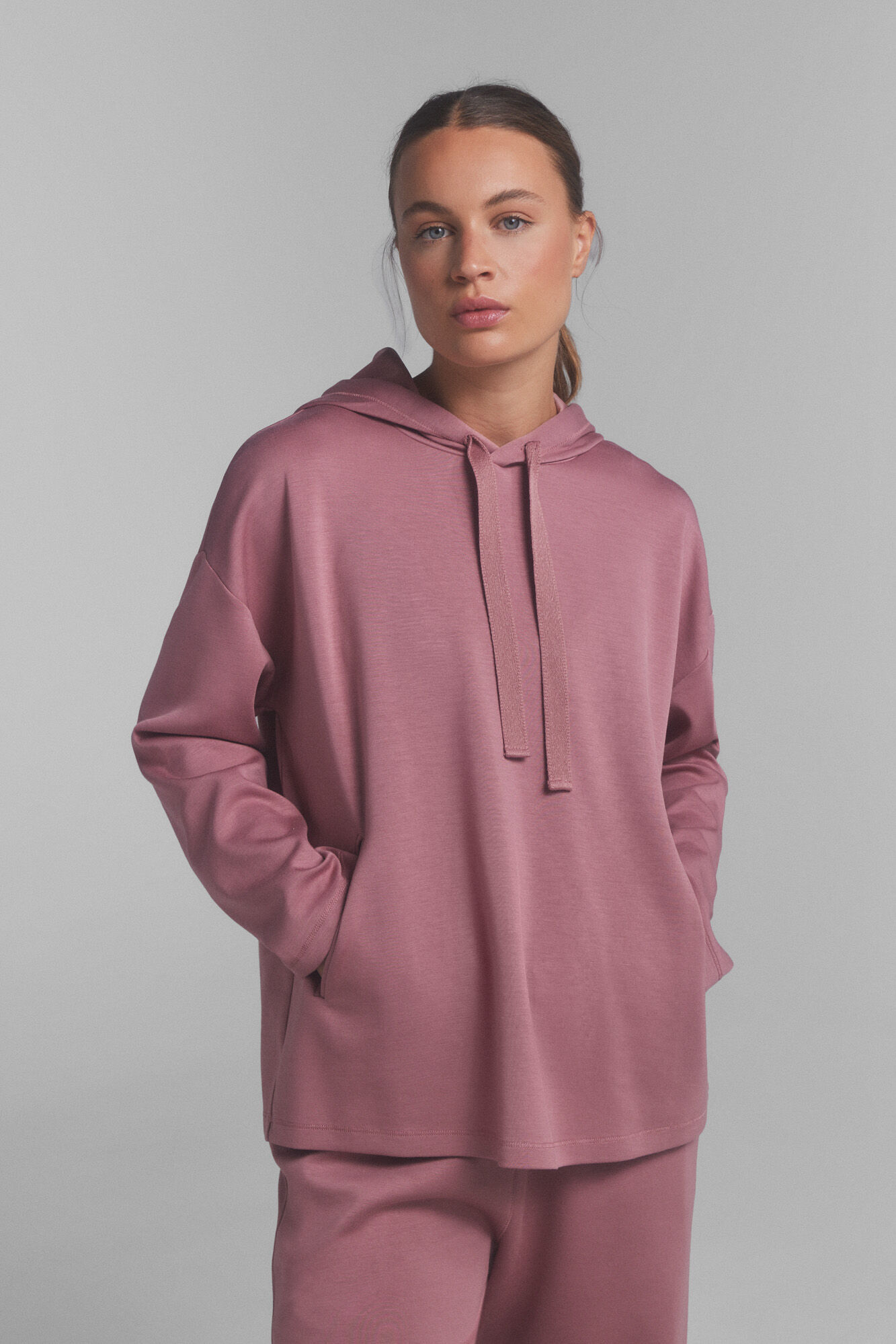 Dash and Stars Pink soft hood sweatshirt.
