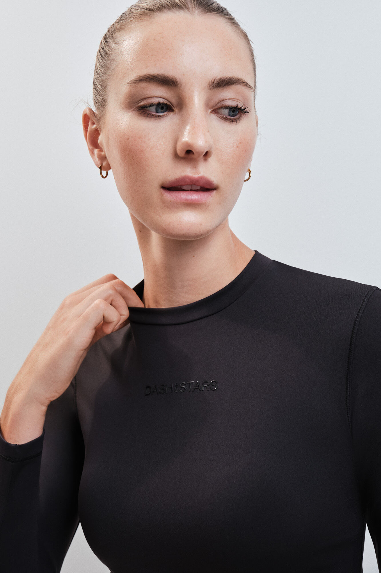 Dash and Stars T-shirt ajust&eacute; manches longues noir