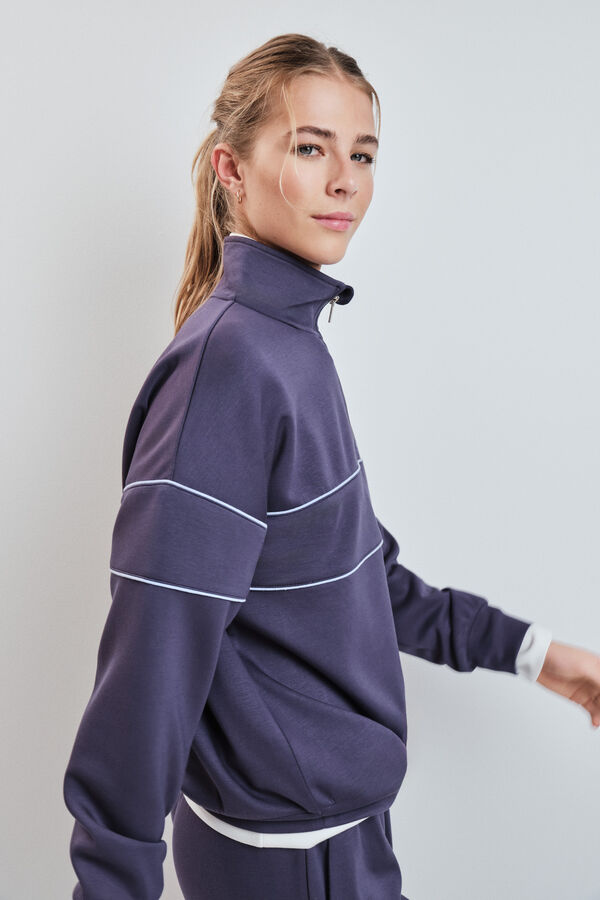 Dash and Stars Chaqueta cuello alto cremallera gris gris