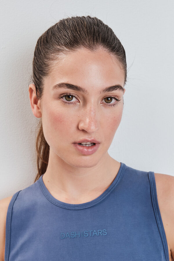 Dash and Stars Blue soft touch sleeveless T-shirt blue