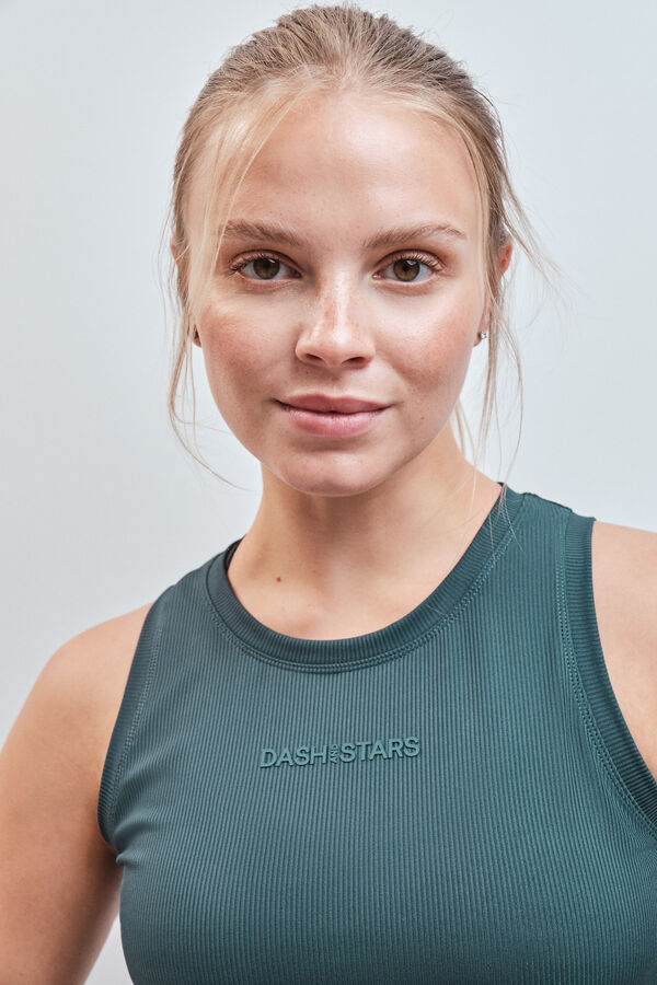 Dash and Stars T-shirt sans manches c&ocirc;tel&eacute; technique vert bleu