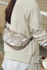 Dash and Stars Metallic pink nylon crossbody handbag, bag beige