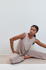 Dash and Stars Beige ribbed vest top nude