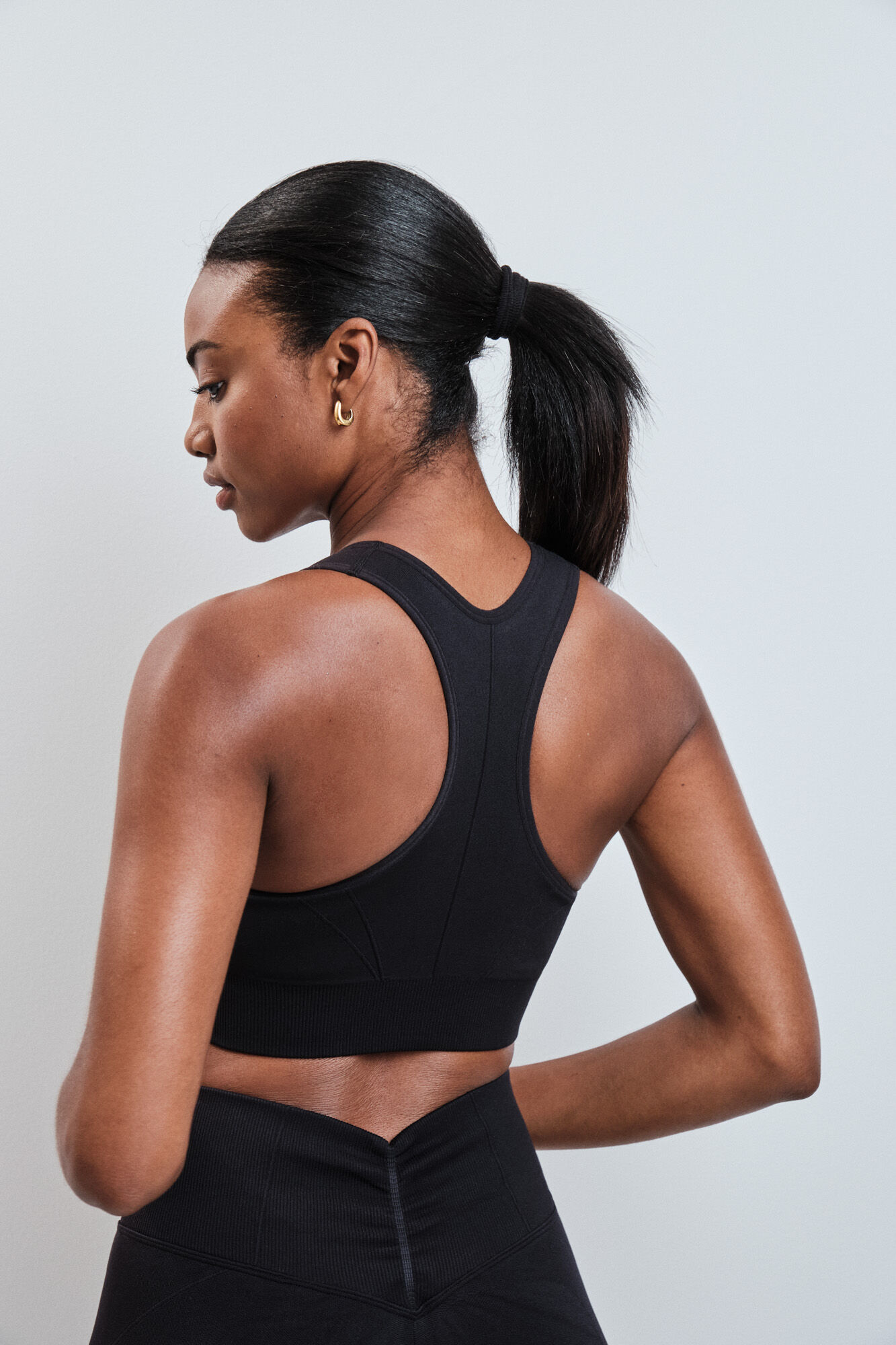 Dash and Stars Soutien-gorge de sport noir &agrave; fermeture &eacute;clair SEAMLESS FIT