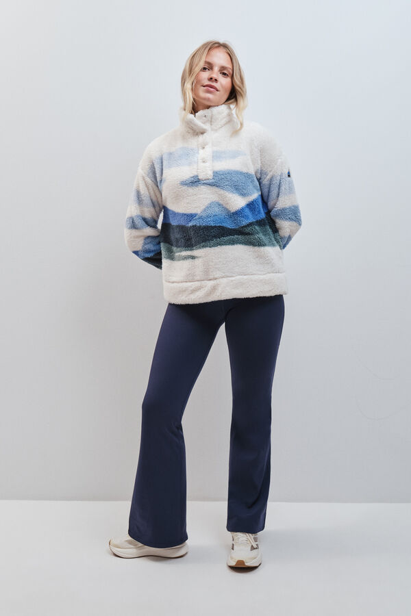 Dash and Stars Landscape print fleece sweatshirt beige