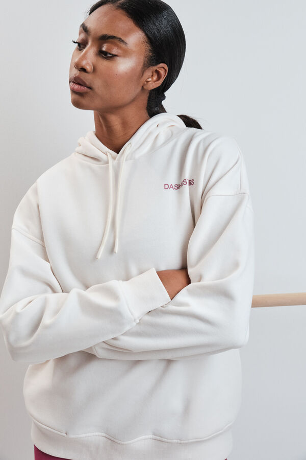 Dash and Stars White cotton fleece sweatshirt beige