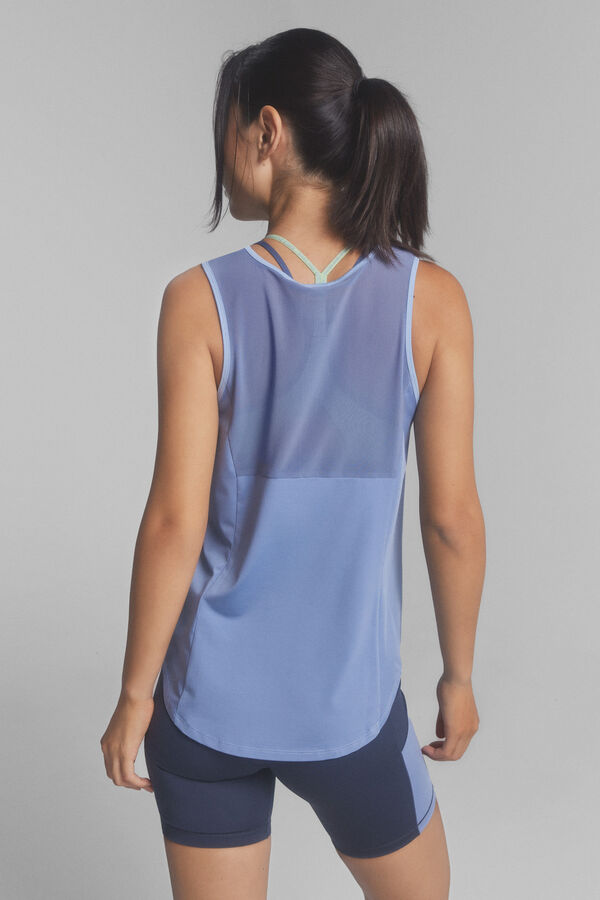 Dash and Stars Blue technical fabric sleeveless T-shirt blue