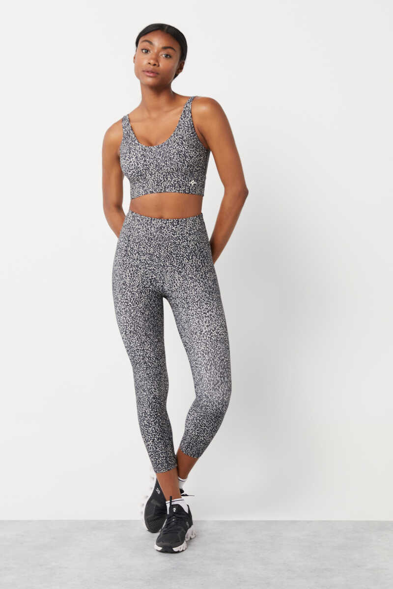 Dash and Stars Grey printed 4D Stretch cropped leggings grey