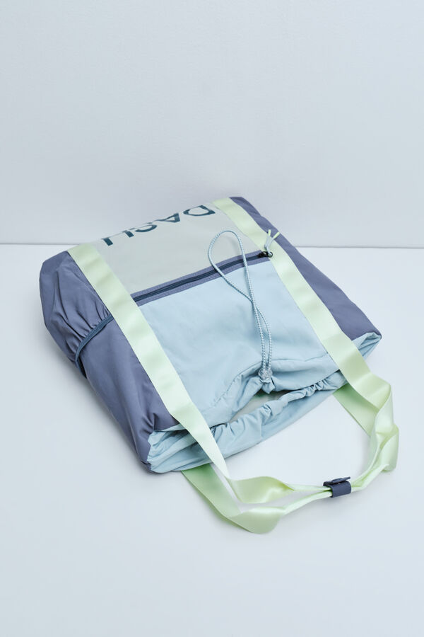 Dash and Stars Colour block nylon tote bag green