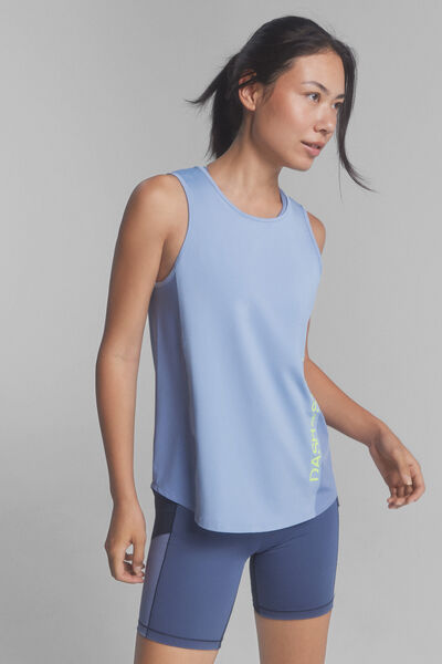 Dash and Stars Blue technical fabric sleeveless T-shirt blue