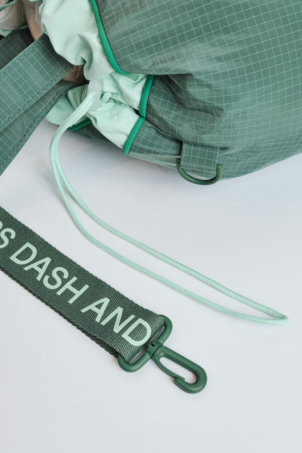 Dash and Stars Nylon puffer tote bag green