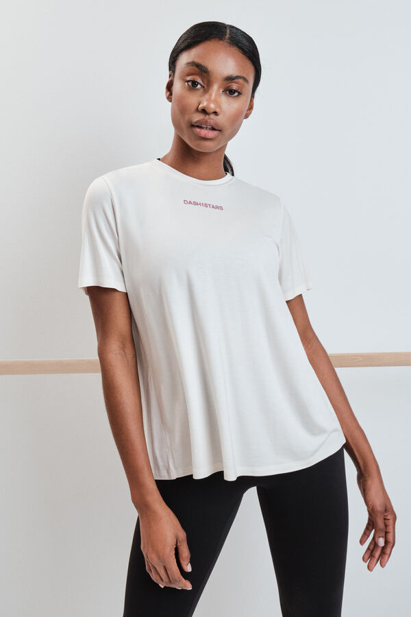 Dash and Stars T-shirt &agrave; manches courtes en modal blanche beige