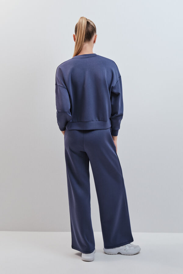 Dash and Stars Blue modal wide leg trousers blue