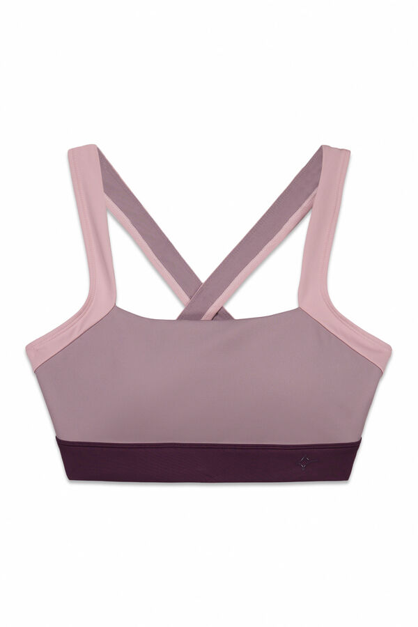 Dash and Stars Pink 4D Stretch color block sports bra pink