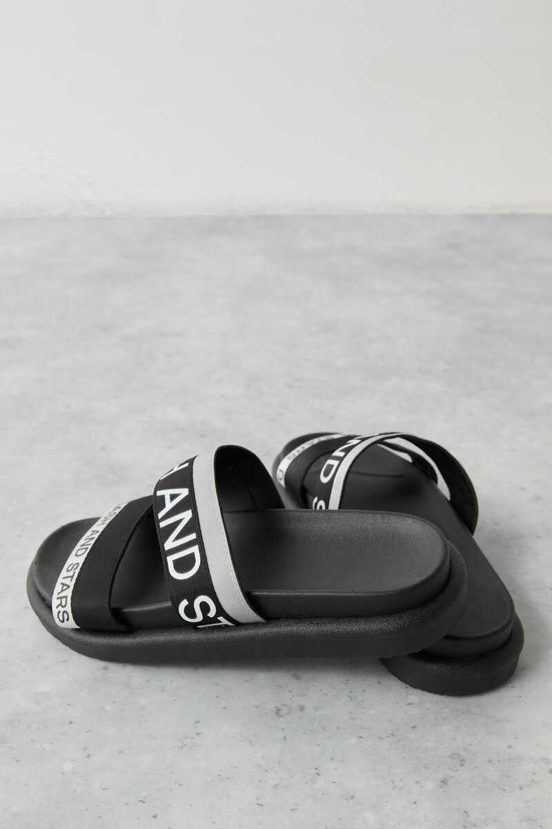 Dash and Stars Grey logo strap sandals black