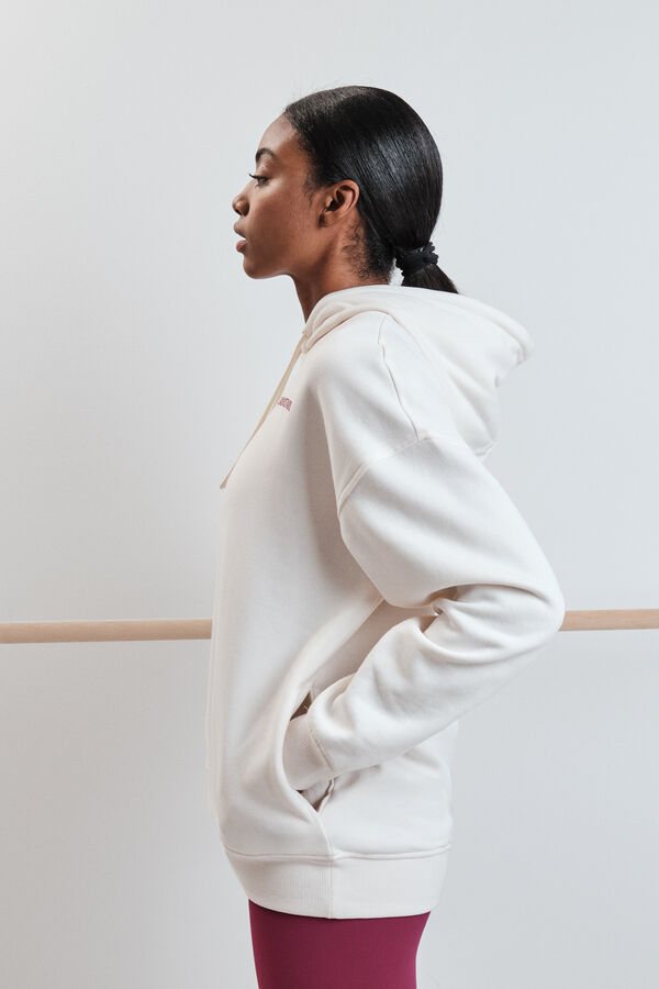 Dash and Stars White cotton fleece sweatshirt beige