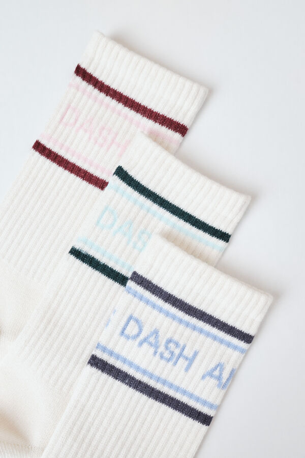 Dash and Stars 3-pack long logo cotton socks white