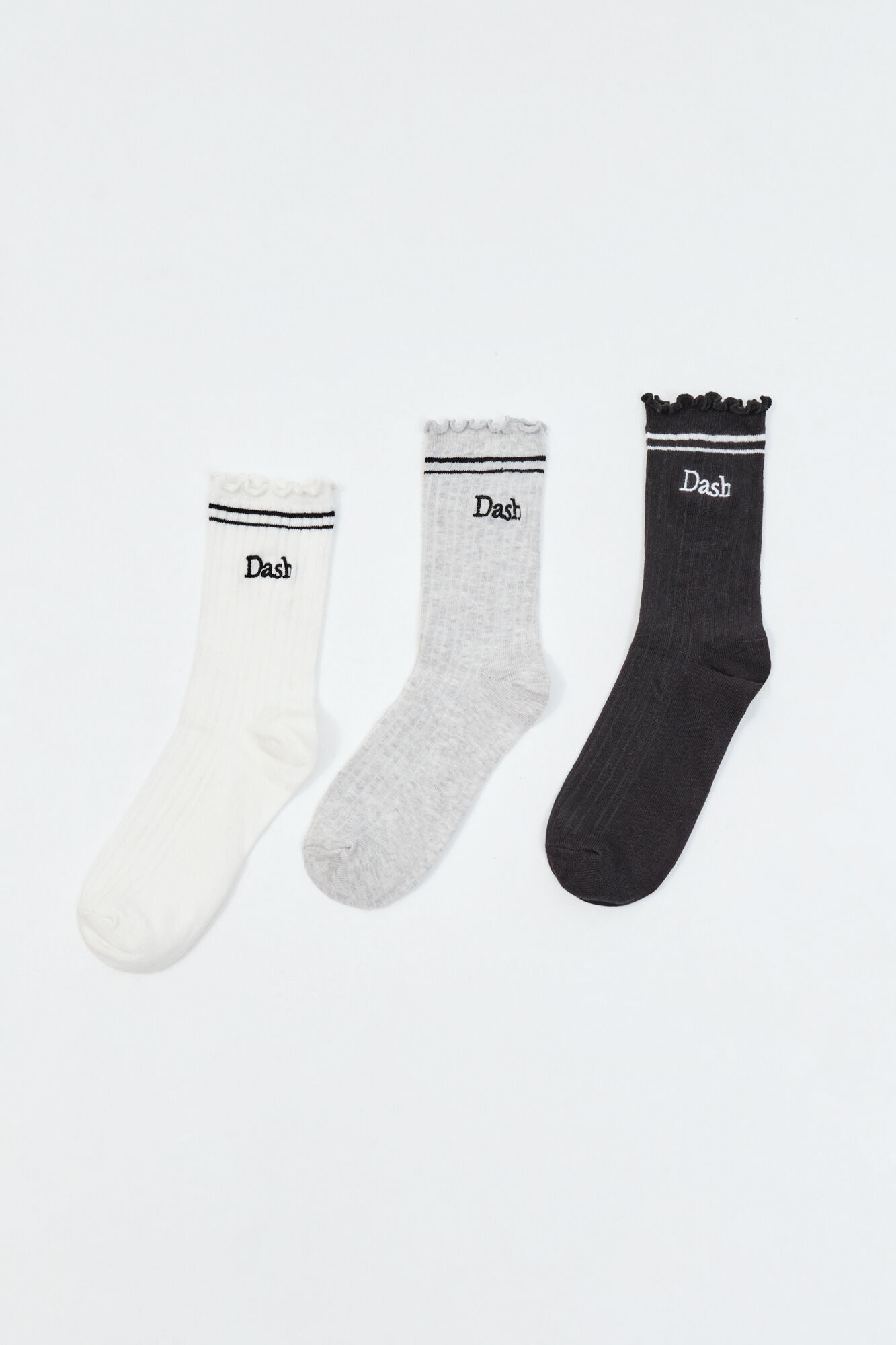 Dash and Stars Lot de 3 chaussettes longues en coton &agrave; logo