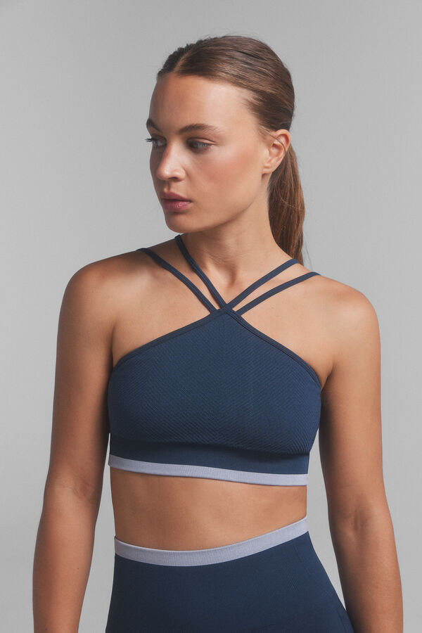 Dash and Stars Brassière de sport bleue SEAMLESS COMFORT. Collaboration spéciale @ffitcoco bleu