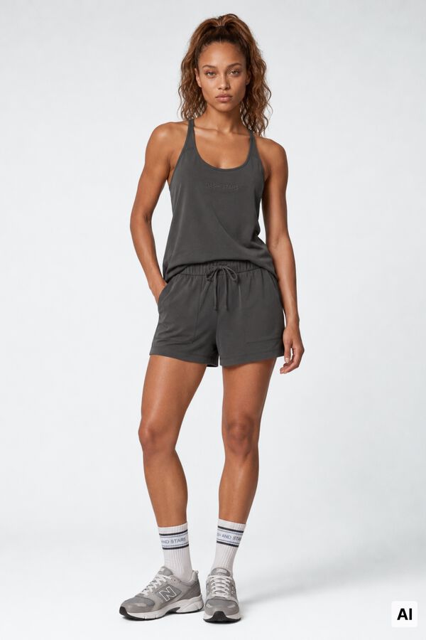 Dash and Stars Grey sleeveless T-shirt grey