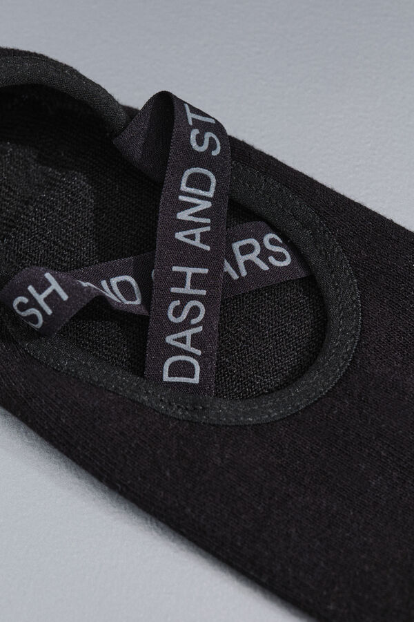 Dash and Stars  Black cotton ballet slipper socks black