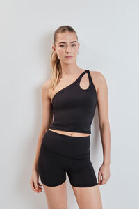 Dash and Stars Black 4D Stretch asymmetric sports top