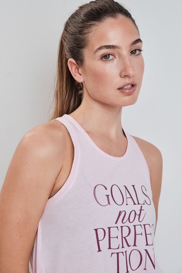 Dash and Stars Pink cotton vest top pink