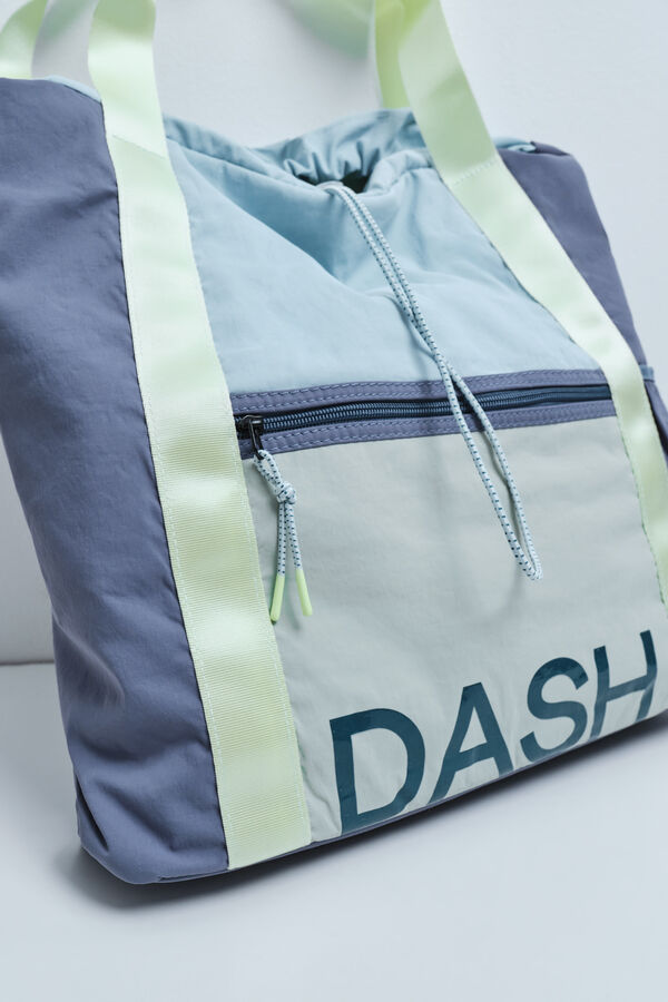 Dash and Stars Colour block nylon tote bag green