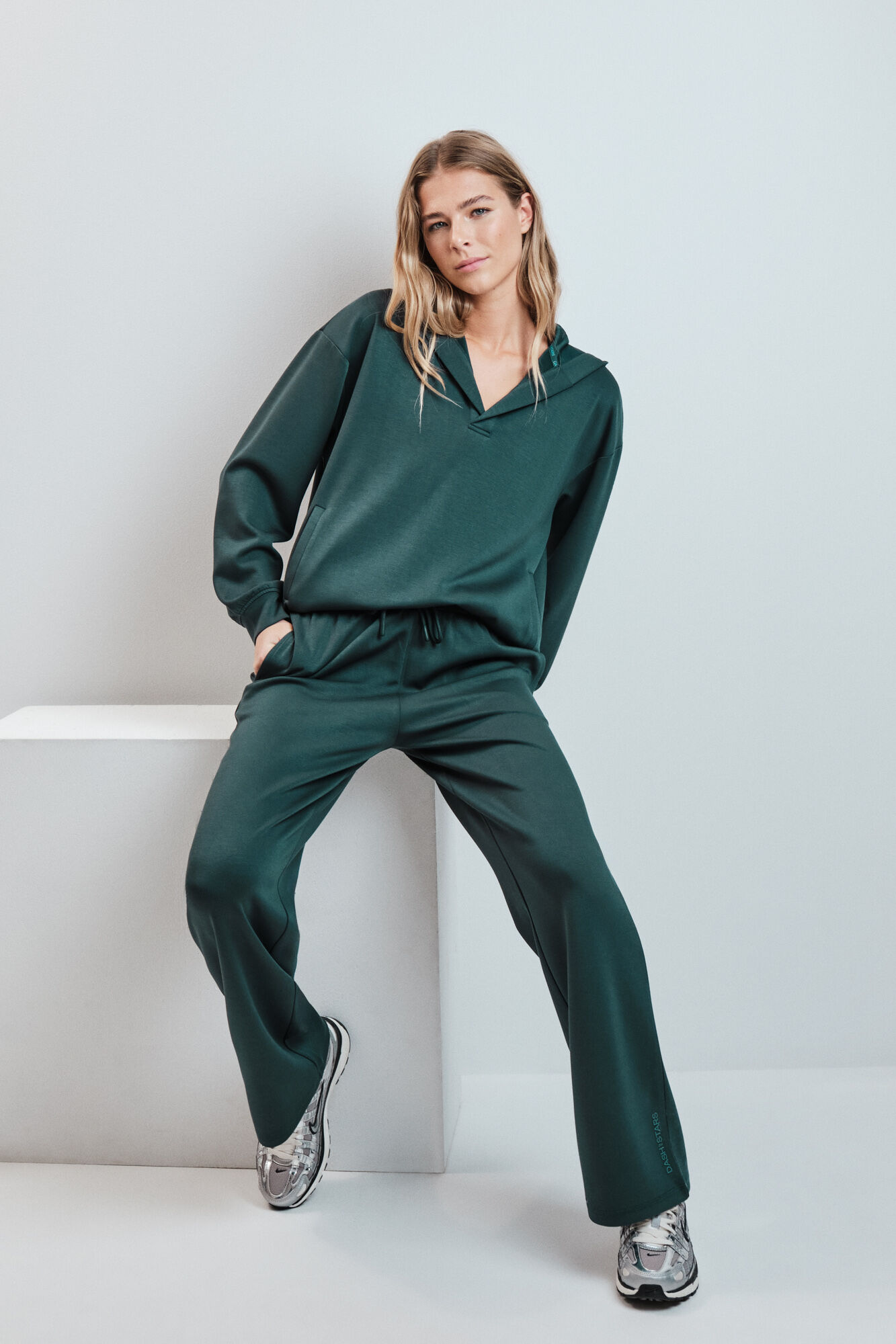 Dash and Stars Green long wide trousers